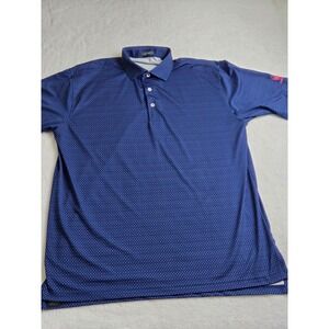 Turtleson Mens Golf Polo Shirt Navy Blue Micro Dot DeBordieu Logo Size Large